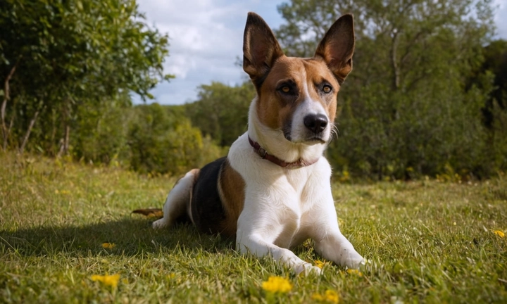 1) Un perro Jämthund en el medio de una caza, posiblemente hablando o jugando con otros miembros de la familia 2) La belleza y majestuosidad de este perro finlandés sueco reconocido por su habilidades para la caza y como compañero fiel 3) Un fondo neutro y minimalista que destaque el enfoque principal del artículo: la raza Jämthund y sus rasgos únicos No más de 50 palabras, garantizando una descripción extremadamente pequeña y concisa