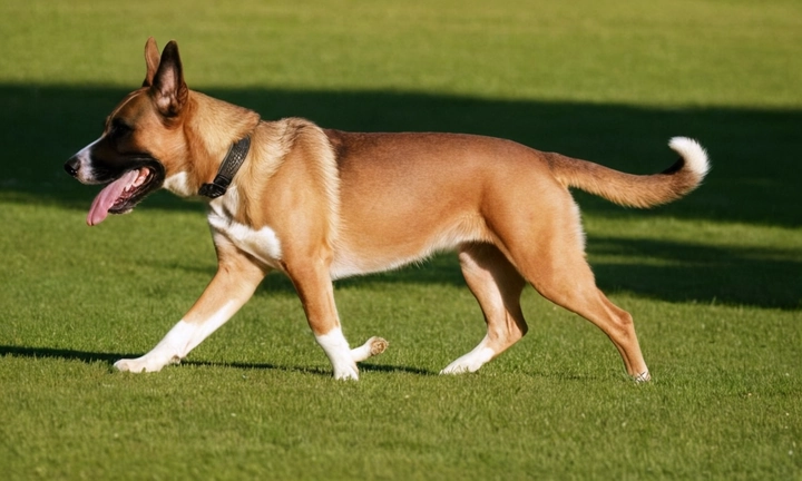 1) Perro en acción, como corriendo, saltando o jugando; y 2) rasgos clave del perro (altura, pelaje, color de ojos, patrón facial, etc), enfocados en el contorno para resaltar su elegancia Para mantener la atención y darle un aire profesional, considera agregar una pequeña composición, como un fondo escrito en el orden pasado de palabras o números que representen la información del artículo Es importante no exceder 10-15 líneas en la descripción para preservar su impacto visual sin ser ruidoso