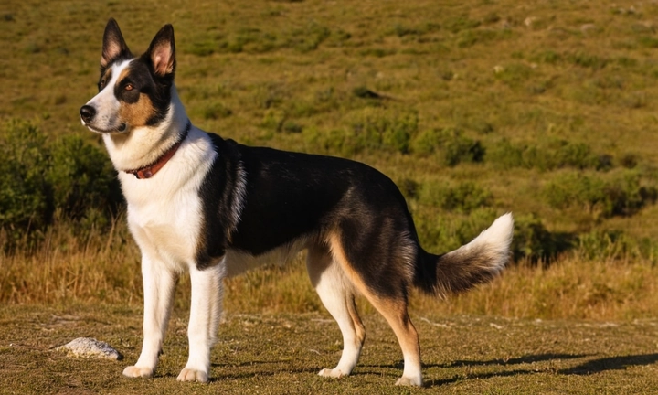 1) Un pastor de los Pirineos en acción, como corriendo o pastoreando, mostrando su energía y habilidades al guiar a otros animales 2) La belleza natural del perro, con un fondo lejano y un cielo claro que refleja su majestuosidad 3) La forma en que el pastor se adapta a su entorno natural, como paseando por praderas o caminos boscosos 4) Personajes aledañoses o lugares emblemáticos de la región donde el pastor vive y trabaja, tales como un pequeño pueblo o un majestuoso paisaje montésiaco