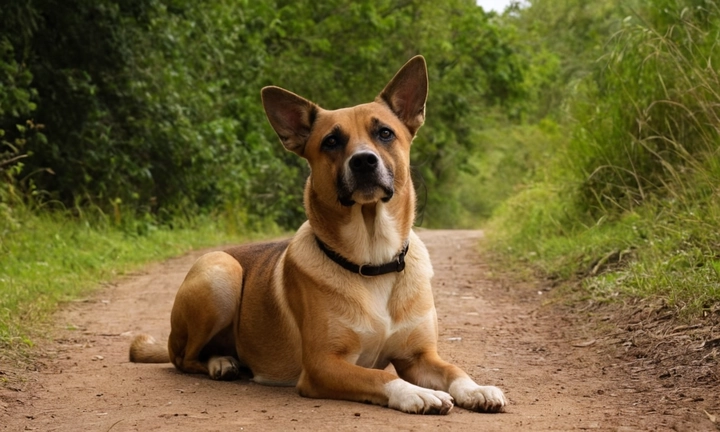 1) Un pastor ruso míoritza en posesión, con aspecto contento y atento a su entorno Es importante que destaque la belleza y majestuosidad de esta antigua raza canina, así como su carácter afable y protector El fondo del retrato puede ser un paisaje natural idílico, con una manta o una funda colorida alrededor de él para darle profundidad y elegancia La imagen debe transmitir entusiasmo por el Pastor Rumano de Mioritza y su historia fascinante