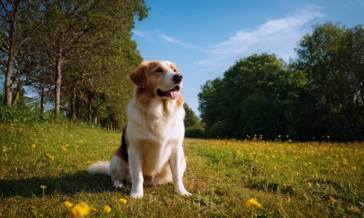 1) Un hermoso Perro Ruso enjungado, con una expresión cómica y juguetón; 2) Una vista amplia de su entorno natural, como un jardín o un parque urbano; 3) Fotos que ilustren sus interesantes características, como colores, patrones y personalidad Use tonos neutros, como el beige y el azul cielo, para lograr un impacto visual aterrador y contemporáneo La imagen no debe superar más de 1500 x 750 píxeles