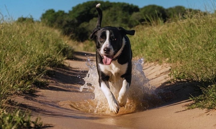 1) Un perro de agua Americano en el medio o hacia afuera, con su expresión alegre y contenta; 2) Una fuente nítida que destaque la información del artículo y no sea interrumpida por marcos o elementos superfluos