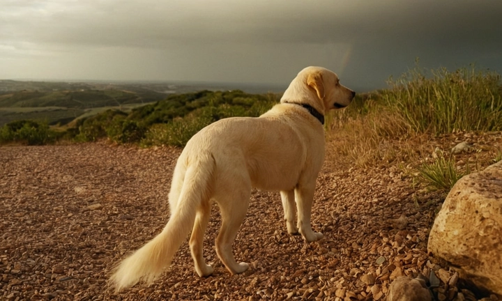 * Perro con aspecto activo, explorando su entorno natural * Un toque artístico que destaque la raza y las características únicas del Perro de Castro Laboreiro * Una simple buturbu (o marco) en el centro de la imagen para resaltar el enfoque principal del artículo