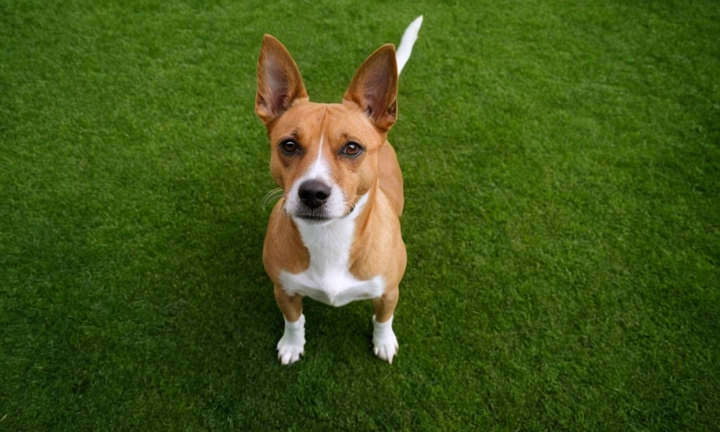 1) un adulto terrier alemán en posesión, con una expresión tranquila y respetuosa; 2) algún elemento comunitario relacionado con la raza, como un juego de pelotas o un jardín de plantas alrededor del terreno; 3) una vista aérea que capture la belleza y diversidad geográfica del paisaje donde ha sido criado el perro